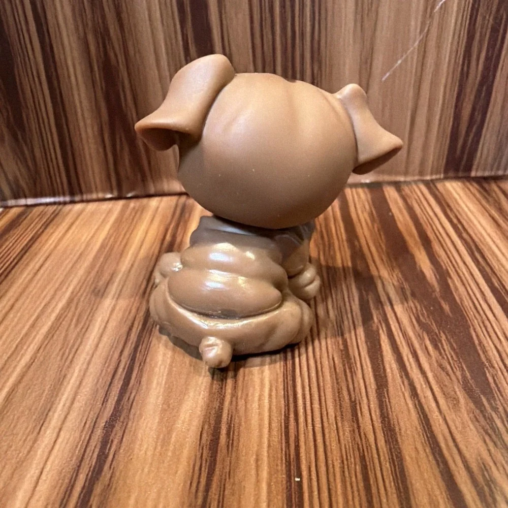 Littlest Pet Shop LPS retired Bulldog #881 brown with purple eyes‎ Hasbro